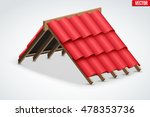Icon Of Roof With Wave Red...