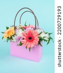 Flowers Bouquet In A Gift Bag....