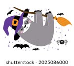 happy halloween   funny sloth... | Shutterstock .eps vector #2025086000
