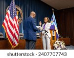 Small photo of New Rochelle, New York - January 1st, 2024: Photo of New Rochelle Mayor Yadira Ramos-Herbert officially sworn into office.