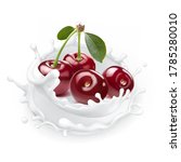 milk splash cherry flavor food... | Shutterstock . vector #1785280010