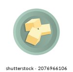 pieces of butter lie on a... | Shutterstock .eps vector #2076966106