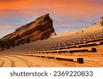 Small photo of Curved benches at Red Rocks Amphitheatre in Denver Colorado. Red Rocks Amphitheatre is one of the world's best concert venues.