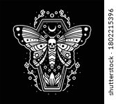 skull butterfly tattoo vector... | Shutterstock .eps vector #1802215396