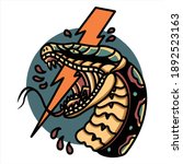 thunder snake tattoo vector... | Shutterstock .eps vector #1892523163