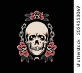 skull and roses tattoo vector... | Shutterstock .eps vector #2034353069