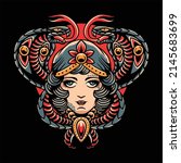 cobra girl tattoo vector design | Shutterstock .eps vector #2145683699