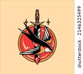swallow tattoo illustration... | Shutterstock .eps vector #2146325499