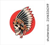 indian skull tattoo vector... | Shutterstock .eps vector #2146326249