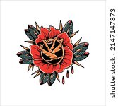 red rose tattoo vector design | Shutterstock .eps vector #2147147873