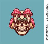 mushroom skull illustration... | Shutterstock .eps vector #2162802023