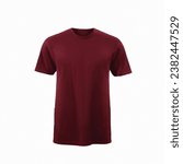 Small photo of A maroon t-shirt, rich and warm, an embodiment of elegance and comfort.
