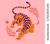 Vector Card With Chinese Tiger...