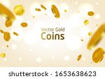 realistic gold coins explosion. ... | Shutterstock .eps vector #1653638623