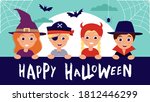 kids in halloween costumes.... | Shutterstock .eps vector #1812446299