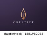 gold leaf luxury flower logo in ... | Shutterstock .eps vector #1881982033