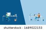 flat vector work from home... | Shutterstock .eps vector #1689022153