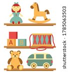 kids toys icon set. horse  drum ... | Shutterstock .eps vector #1785063503