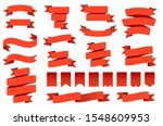 red ribbon banners and flags.... | Shutterstock .eps vector #1548609953