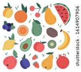 hand drawn fruits. doodle... | Shutterstock .eps vector #1614907906