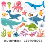 Cartoon Sea Animals. Cute Ocean ...