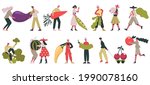 vegetarian characters. people... | Shutterstock .eps vector #1990078160