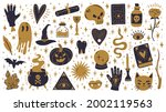 witch halloween symbols. doodle ... | Shutterstock .eps vector #2002119563