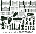 halloween graveyard silhouettes.... | Shutterstock .eps vector #2005798760