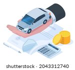 isometric car protection... | Shutterstock .eps vector #2043312740
