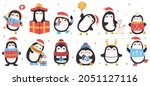 cute holiday penguins.... | Shutterstock . vector #2051127116