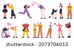 characters sharing hearts ... | Shutterstock .eps vector #2073706013