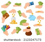 cartoon cash money  hands hold... | Shutterstock .eps vector #2123247173