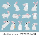 cartoon white rabbit  cute... | Shutterstock .eps vector #2123255600