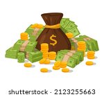 cartoon money bag  dollar cash... | Shutterstock .eps vector #2123255663