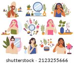 female beauty skincare routine  ... | Shutterstock .eps vector #2123255666