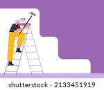 painter painting wall  home... | Shutterstock . vector #2133451919