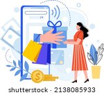 gift or reward from online shop ... | Shutterstock . vector #2138085933