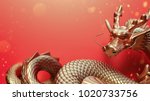 Golden Dragon On Red Background....