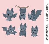 set of cute bats. | Shutterstock .eps vector #1138401893