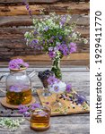 Herbal Tea In Glass Teapot And...