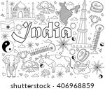 india coloring book line art... | Shutterstock .eps vector #406968859