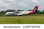 Small photo of Boyolali, Central Java, Indonesia-March 13, 2021: NAM Air, PK-NYU, I Love Papua special livery, backtrack taxi to runway 26 of Adi Soemarmo Airport