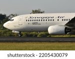 Small photo of Boyolali, Central Java, Indonesia-June 30, 2018: Sriwijaya Air, PK-CLS, Boeing 737-8K5, backtrack taxi to runway 26 of Adi Soemarmo Airport
