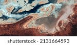 Small photo of abstract landscape of the deserts of Africa from the air emulating the shapes and colors of the dystopian landscapes, Genre: Abstract Naturalism, from the abstract to the figurative