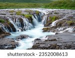 Beautiful scenic of Bruarfoss waterfall flowing from Bruara river in summer at Southwest of Iceland