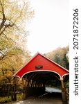 Red Covered Bridge In The Fall. ...