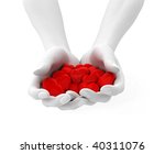 bunch of hearts in cupped hands | Shutterstock . vector #40311076