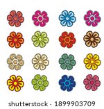 Stylized Colorful Flowers Of...