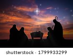 christmas nativity scene of... | Shutterstock . vector #1799933299