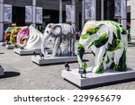 Small photo of Citygate, Hong Kong, Sept 1, 2014: Exhibition of elephant sculptures;with the title "Something BIG is afoot at Citygate outlets"